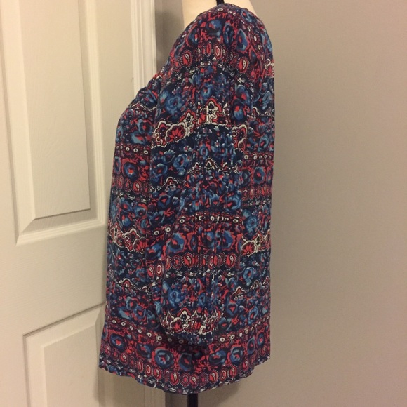 LUCKY BRAND Boho Chic Patterned 3/4 Sleeve Top - Picture 3 of 5